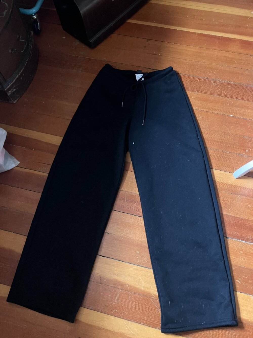 Black warm fleece lined sweatpants thick pants drawstring waist